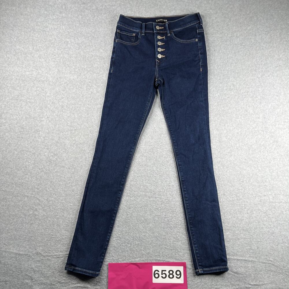 Express Denim Perfect Legging High Rise Button Fly Dark Wash Stretch Size 2